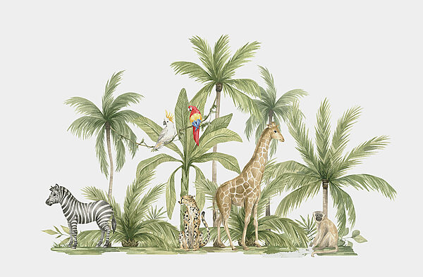 A group of animals in a jungle A group of animals in a jungle