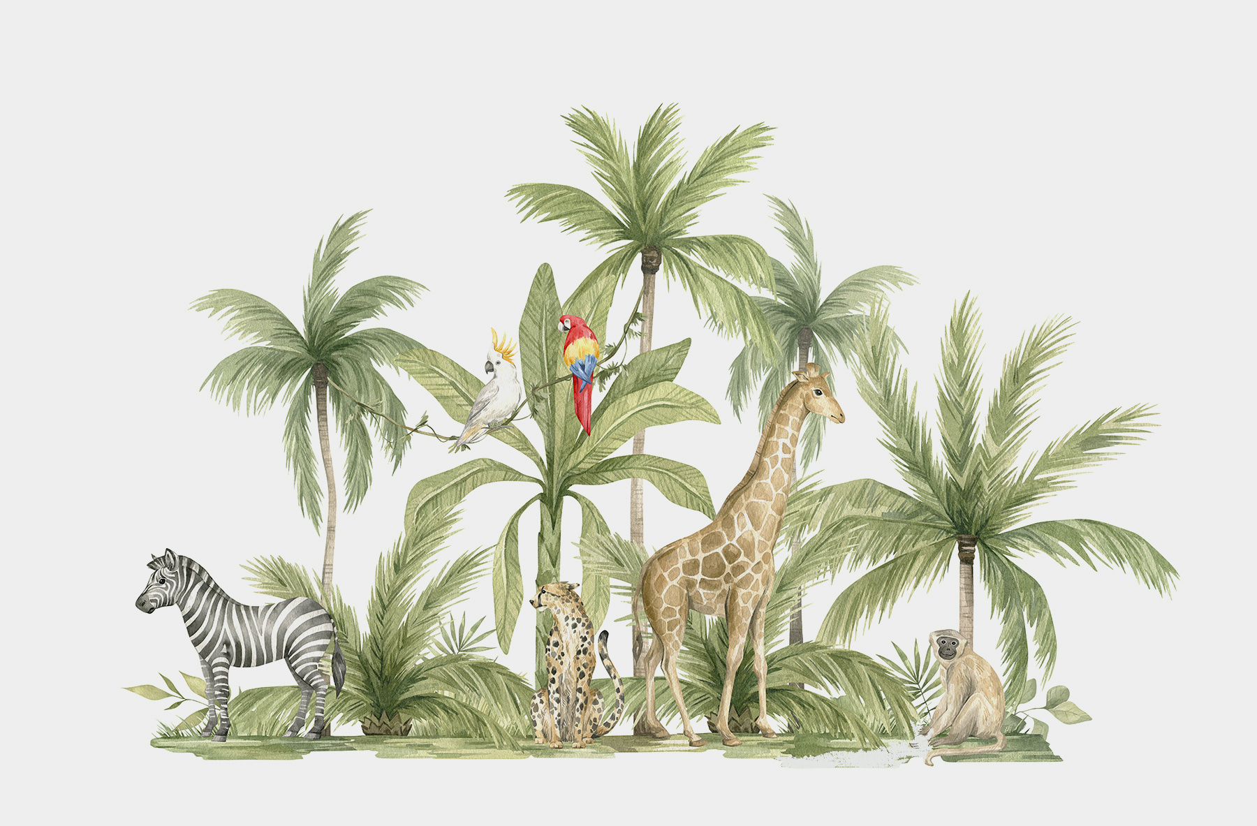 A group of animals in a jungle A group of animals in a jungle