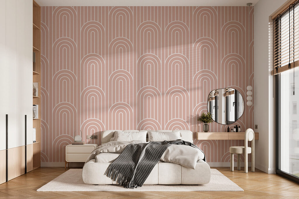 A pattern of white and pink lines A pattern of white and pink lines