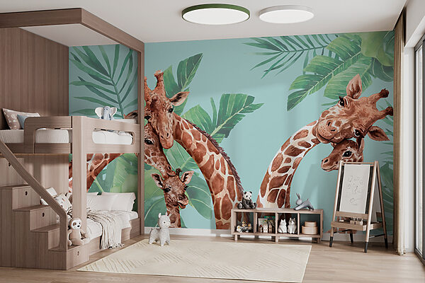 A group of giraffes with their heads together A group of giraffes with their heads together