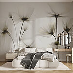 Wall murals A transparent flowers on a white background