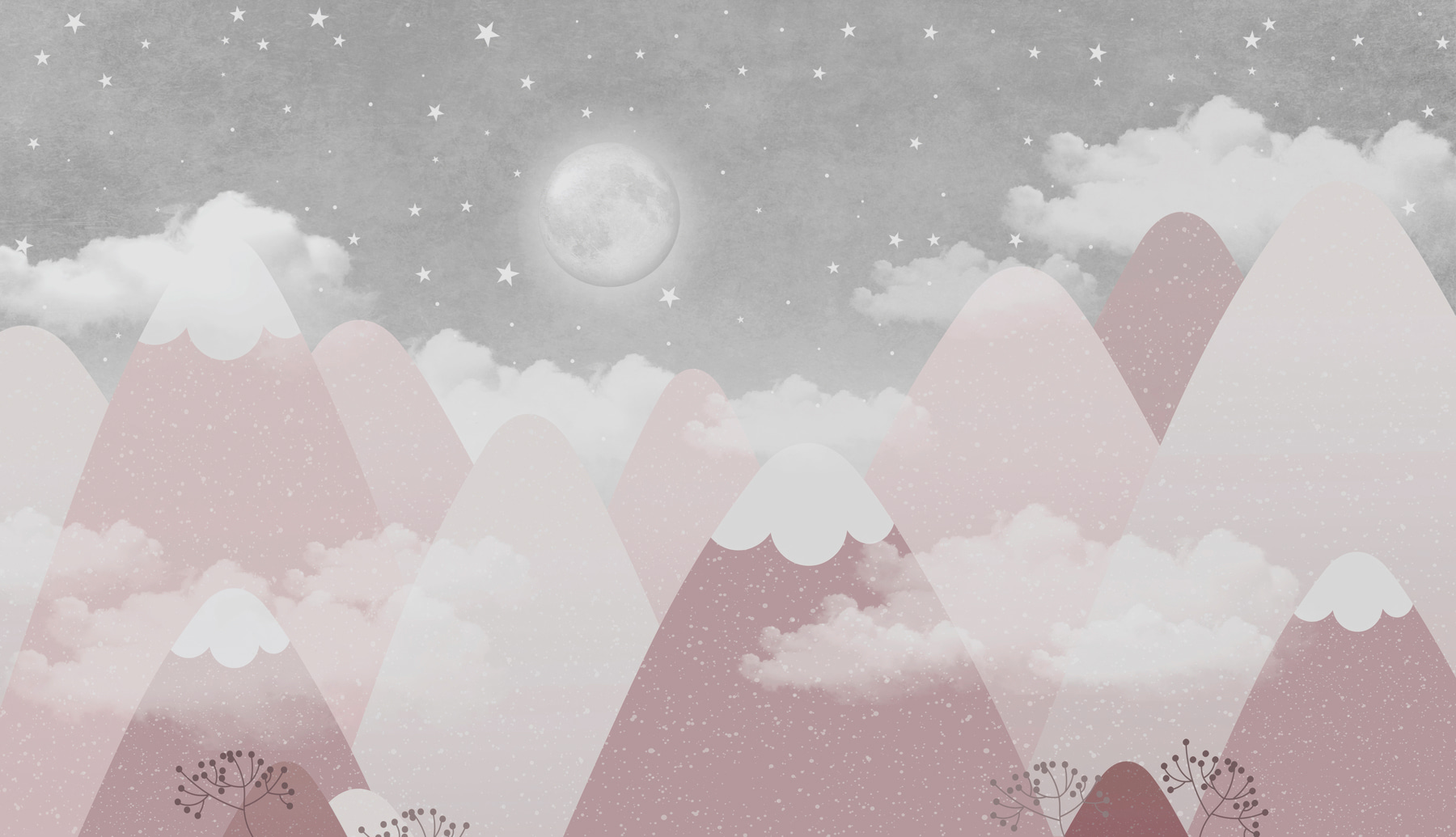 A moon over mountains and clouds