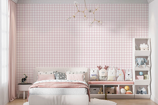 Wall mural Wall mural A pink and white checkered pattern (SKU: w00375v1)