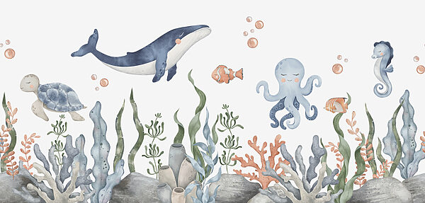 A whale and octopus under water w00383p 600x287 - A whale and octopus under water