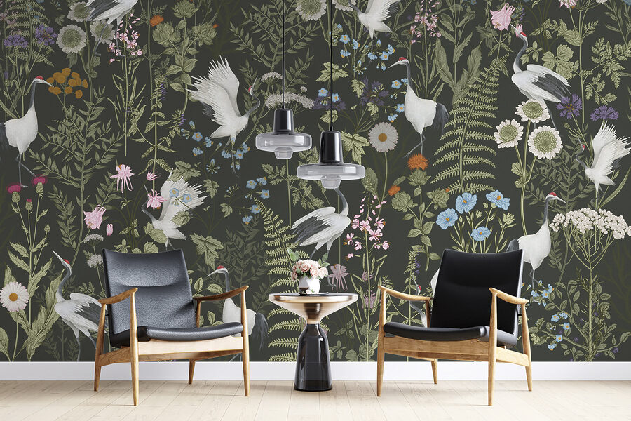 Wall murals A wallpaper with birds and flowers - Image 2