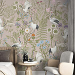 Wall murals A wallpaper with birds and plants