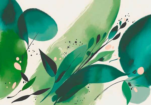 A painting of leaves and branches A painting of leaves and branches