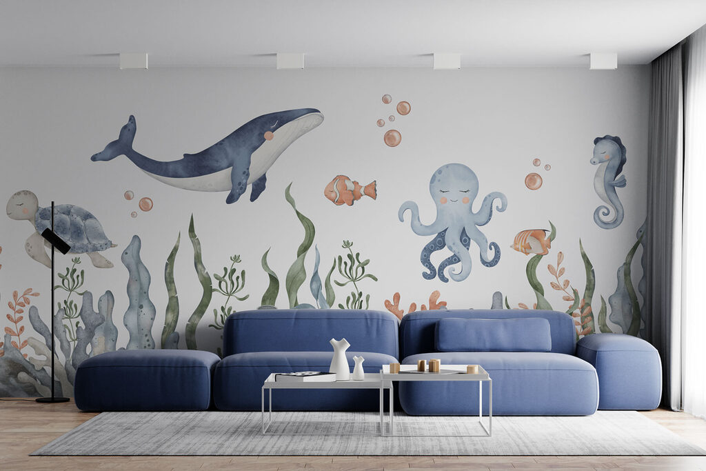 A whale and octopus under water w00383pig6mr 1024x683 - A whale and octopus under water