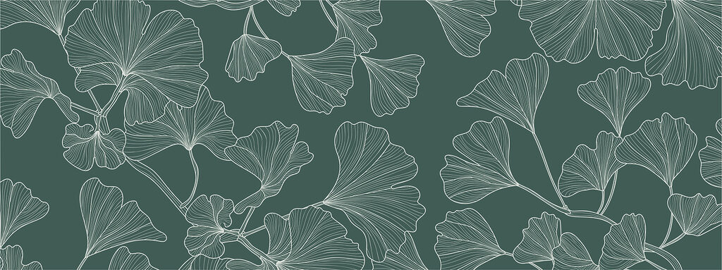 A pattern of leaves on a green background A pattern of leaves on a green background