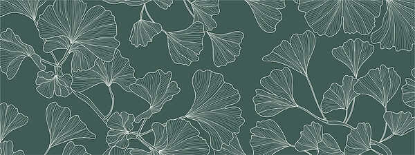 A pattern of leaves on a green background A pattern of leaves on a green background
