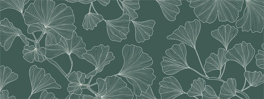 A pattern of leaves on a green background A pattern of leaves on a green background