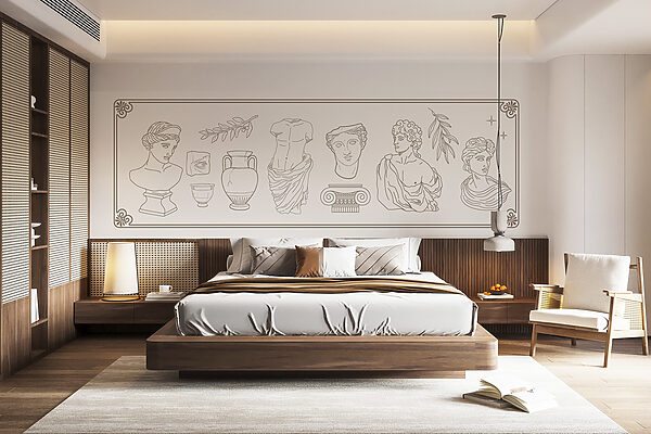 A line art of ancient statues A line art of ancient statues