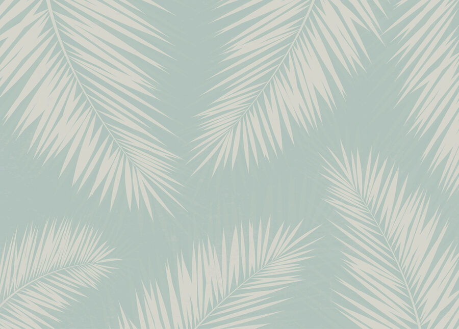 A pattern of leaves on a blue background