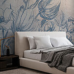 Wall murals A drawing of flowers on a cracked wall