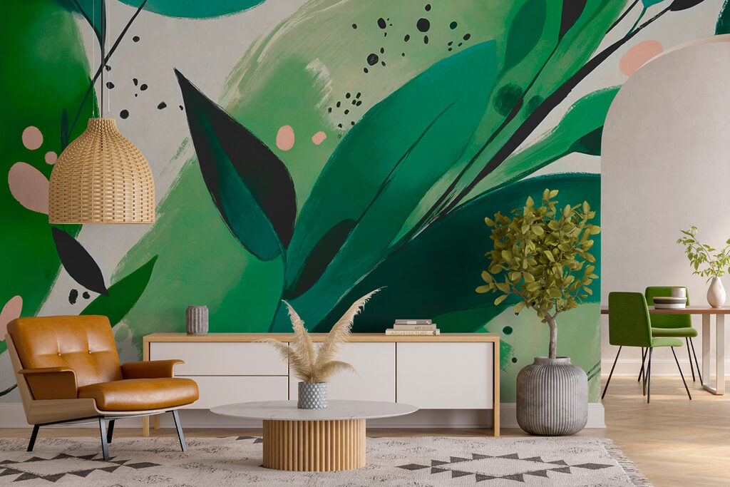 A painting of leaves and branches A painting of leaves and branches