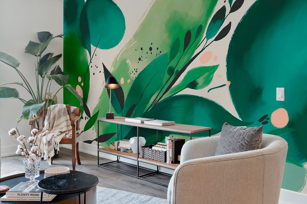 A painting of leaves and branches A painting of leaves and branches