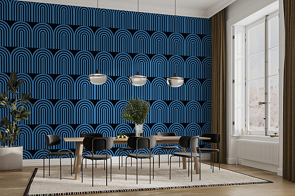Wall mural Wall mural A pattern of blue and black lines (SKU: w00484v1)