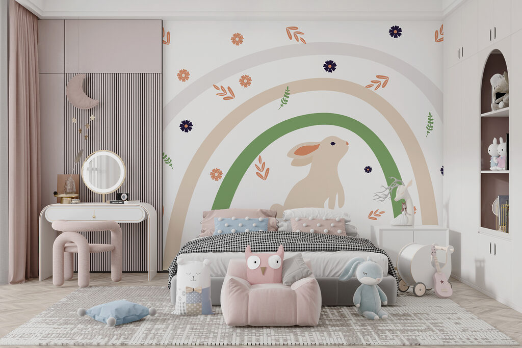 A rabbit and rainbow with flowers w00485v1pir8mr 1024x683 - A rabbit and rainbow with flowers - tegory
