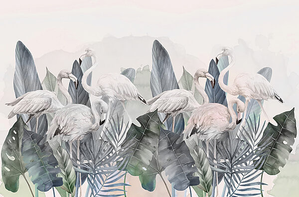 w00505v2p 600x396 - A group of flamingos and leaves - tegory
