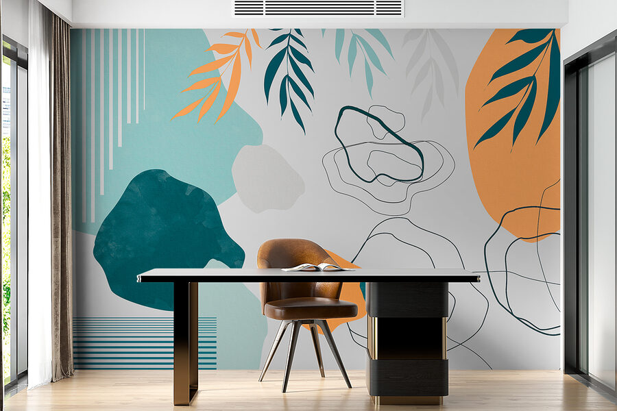 Wall murals A colorful art with leaves - Image 2