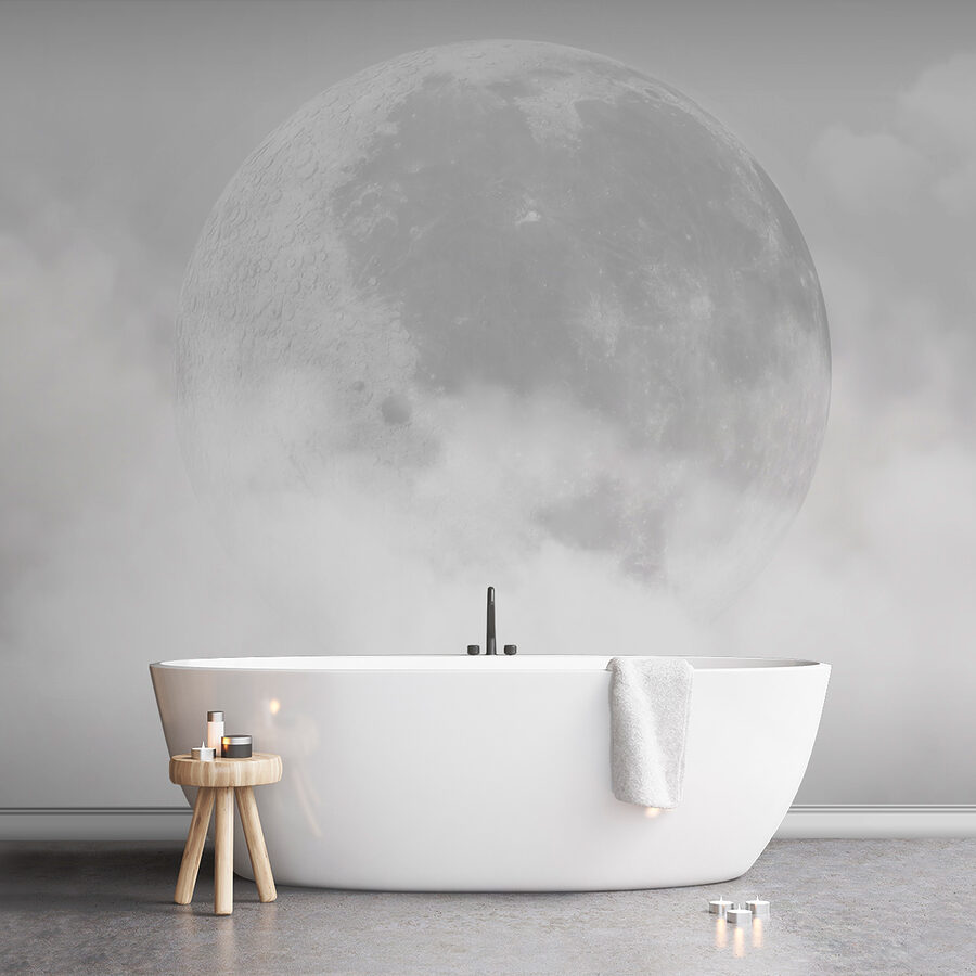A moon in the clouds