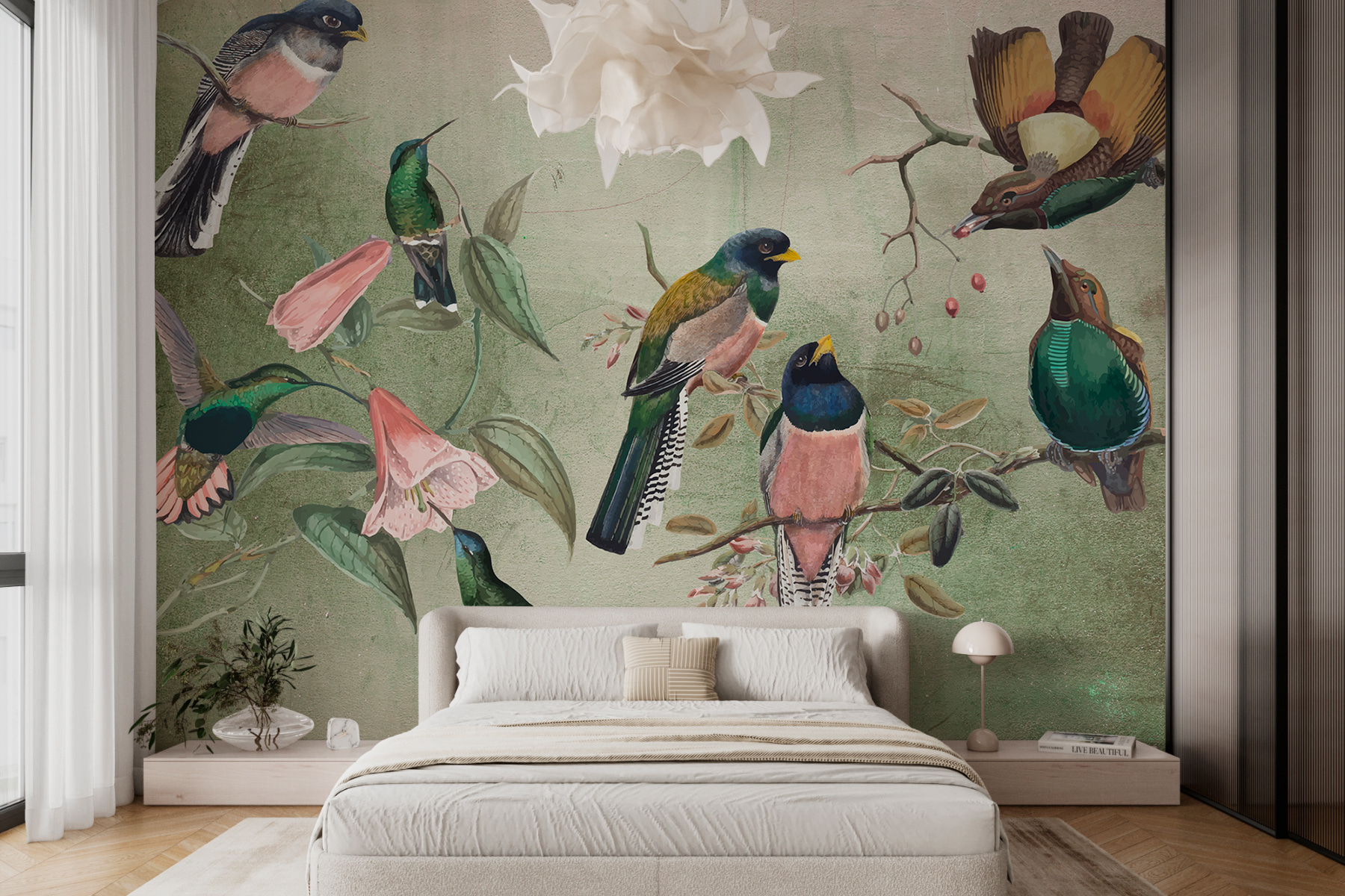 w00543pib41r - A group of birds on a branch - tegory