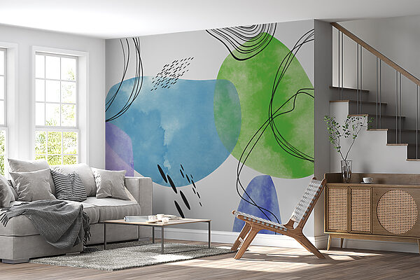 A colorful art with black lines and dots A colorful art with black lines and dots