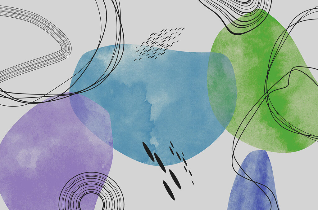 A colorful art with black lines and dots A colorful art with black lines and dots