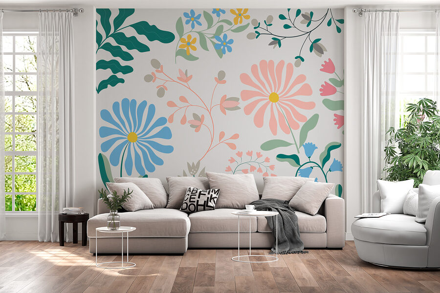 Wall murals A group of flowers and leaves - Image 2