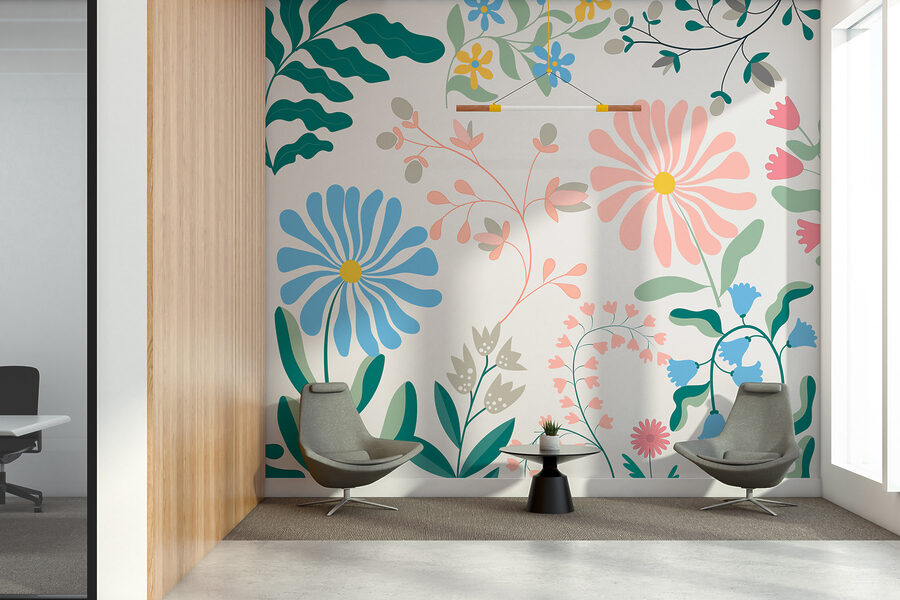 Wall murals A group of flowers and leaves - Image 3
