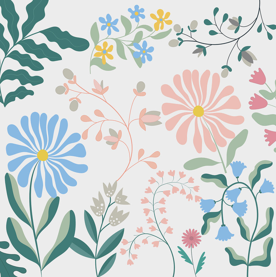 Wall murals A group of flowers and leaves - Image 4