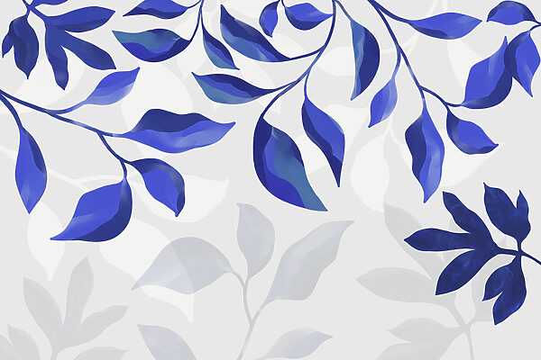 Blue leaves on a white background Blue leaves on a white background