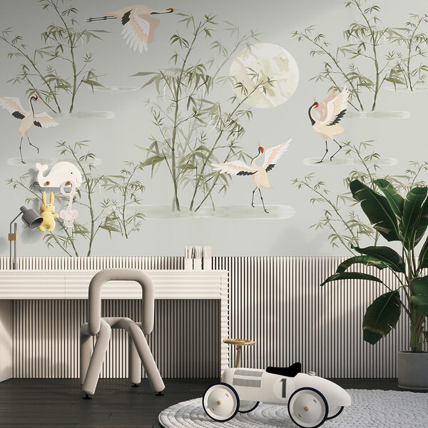 A wallpaper with birds and bamboo w00520pir10ms 600x600 - A wallpaper with birds and bamboo - tegory