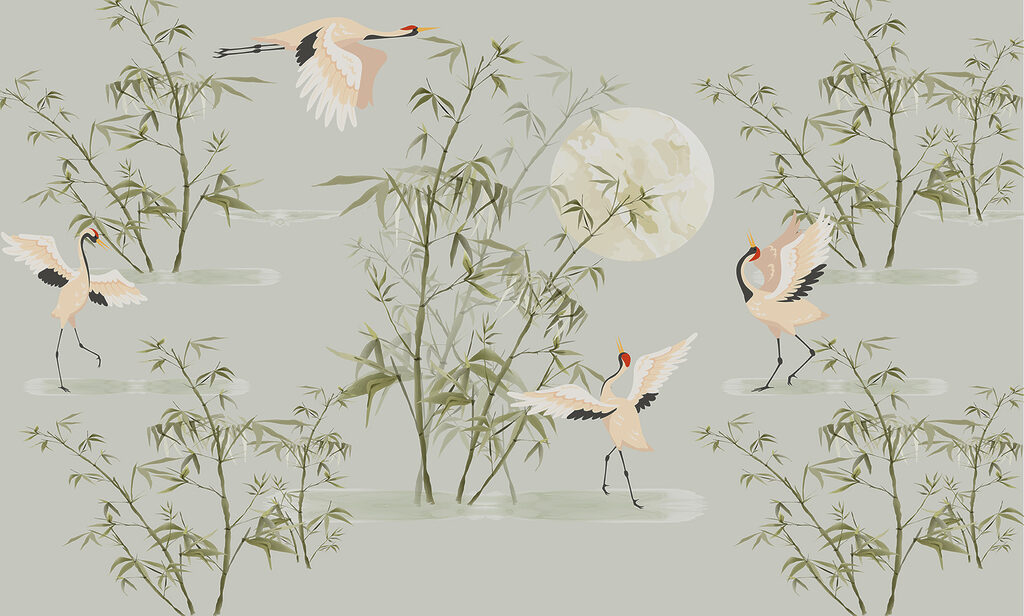 A wallpaper with birds and bamboo w00520p 1024x616 - A wallpaper with birds and bamboo - tegory