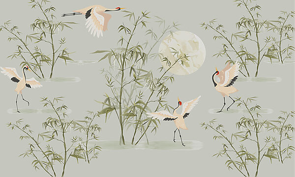 A wallpaper with birds and bamboo w00520p 600x361 - A wallpaper with birds and bamboo - tegory
