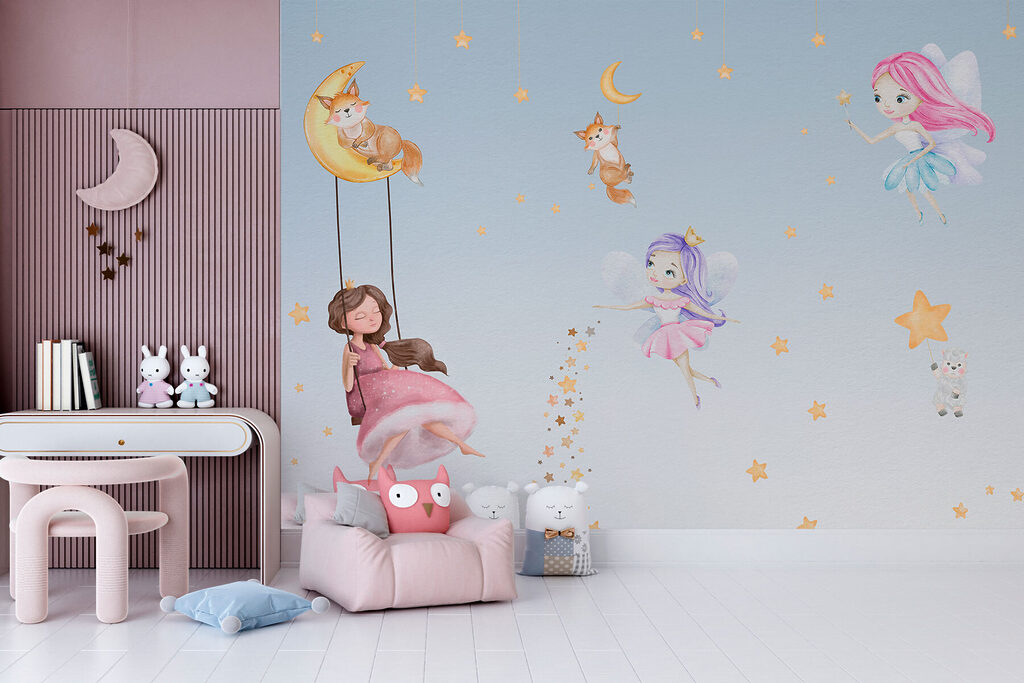 A wall mural of fairies and animals w00621pir56r 1024x683 - A wall mural of fairies and animals - tegory