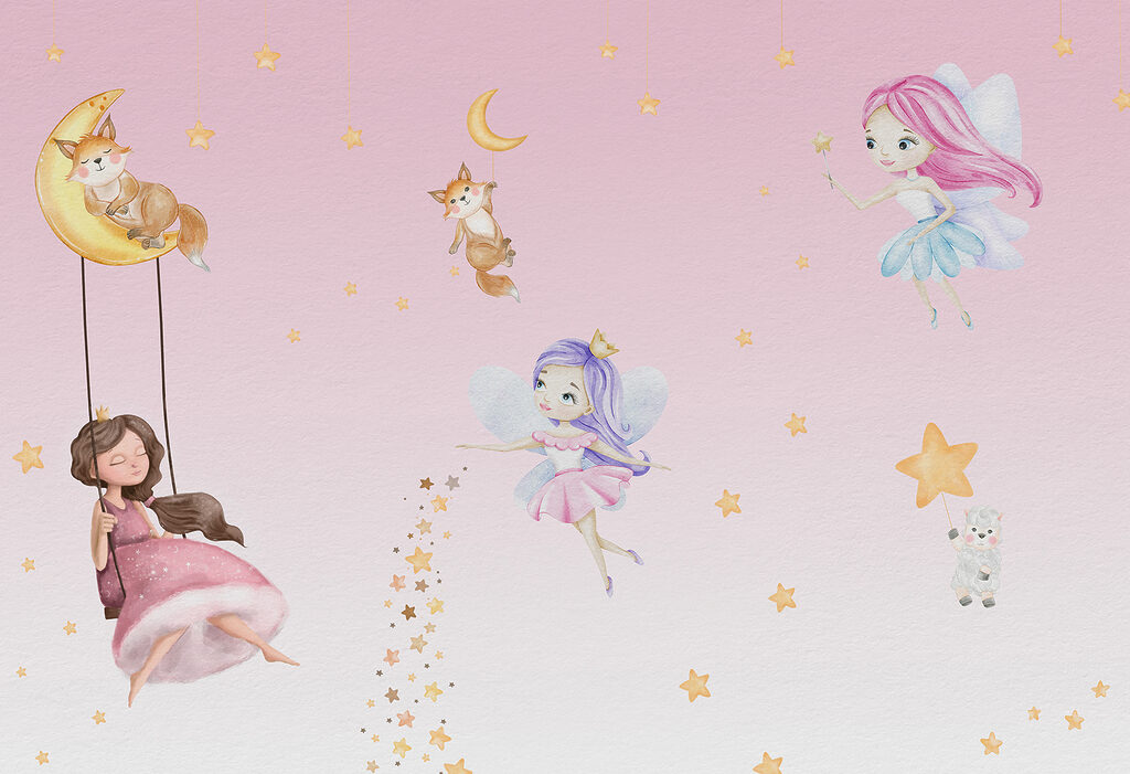 w00621v1p 1024x701 - A wall mural of fairies and animals - tegory