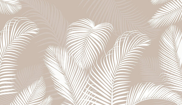 A white leaves on a beige background A white leaves on a beige background