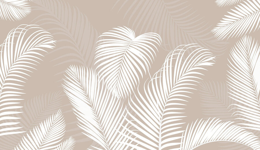 A white leaves on a beige background