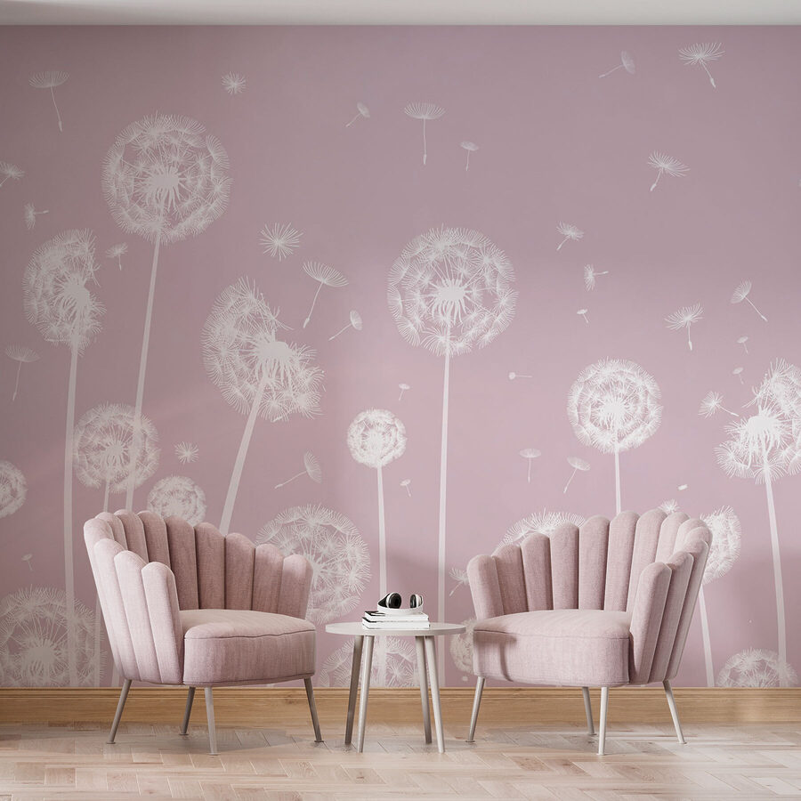 A white dandelions flying in the air