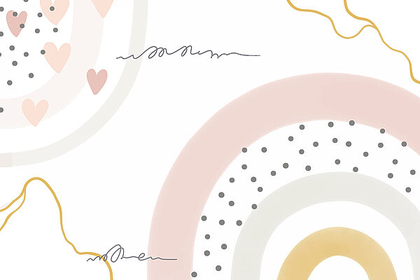 A white background with pink and grey circles and dots A white background with pink and grey circles and dots