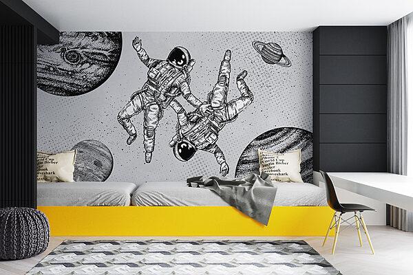 Wall mural Wall mural A drawing of astronauts in space (SKU: w00630)