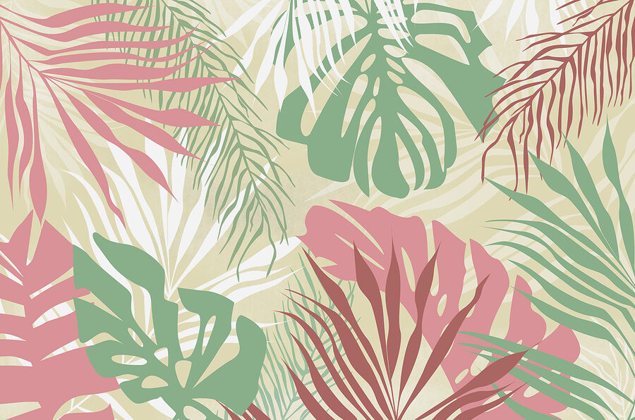 A pattern of leaves on a white background A pattern of leaves on a white background
