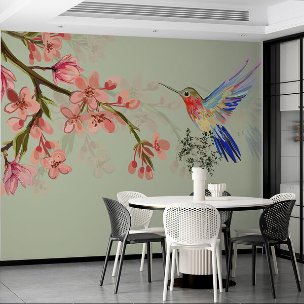 w00693pik10000ms 600x600 - A bird flying next to flowers - tegory