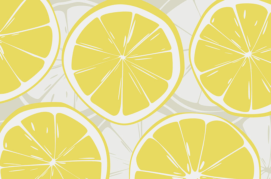 A group of lemons in a row
