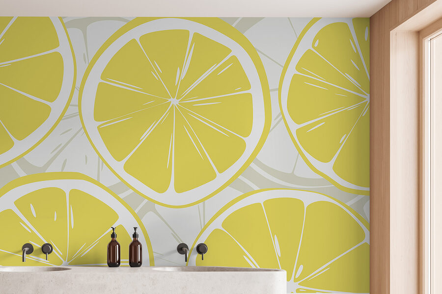 A group of lemons in a row