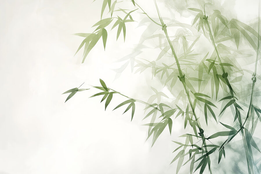 A bamboo leaves on a branch A bamboo leaves on a branch