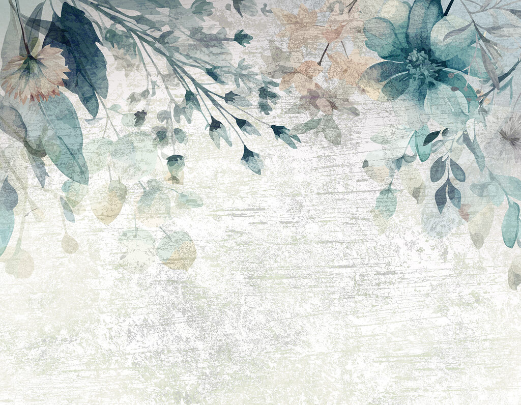 A painting of flowers and leaves A painting of flowers and leaves
