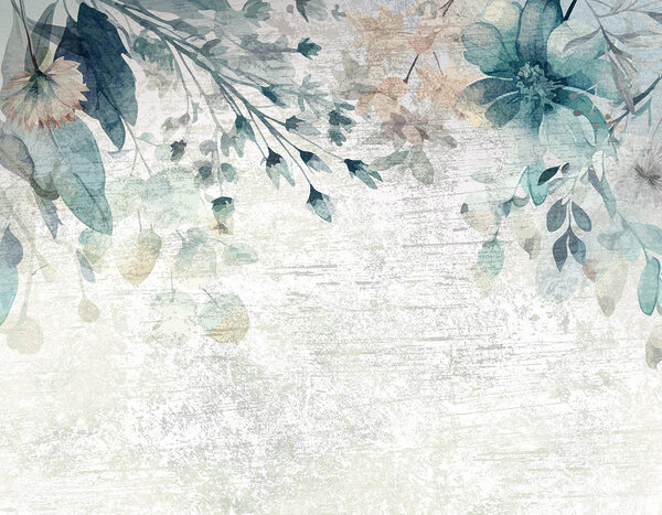 A painting of flowers and leaves A painting of flowers and leaves