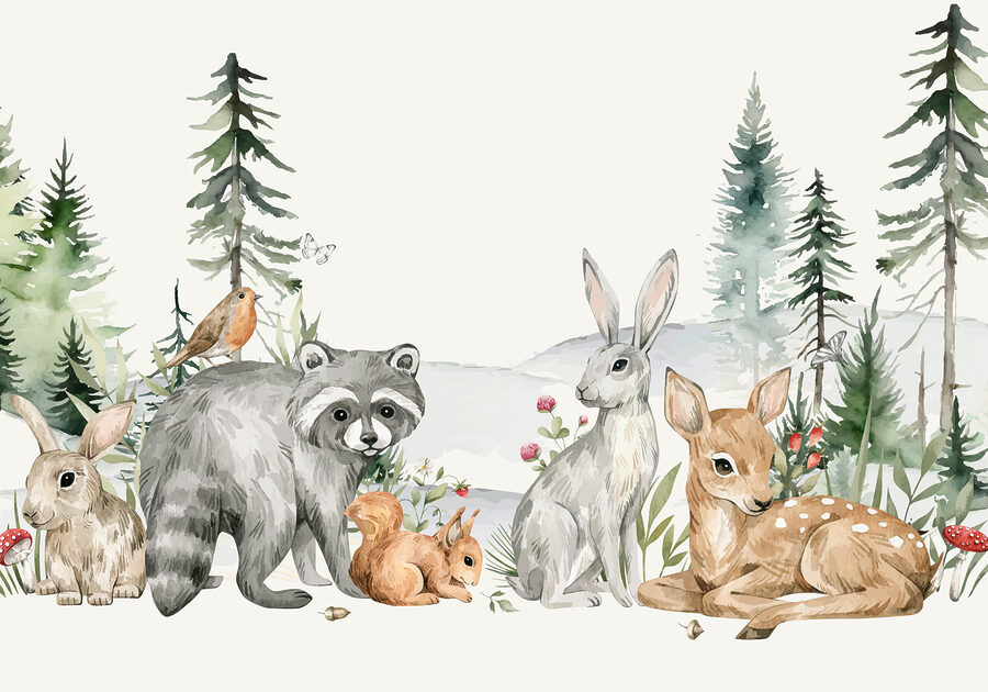 Wall murals A group of animals in a forest - Image 5